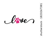 love with pet footprint.  ... | Shutterstock .eps vector #1823267381