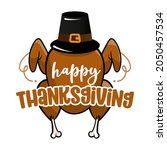 happy thanksgiving with pilgrim ... | Shutterstock .eps vector #2050457534