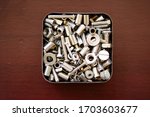 Stainless steel assorted nut ,bolt ,screw , washer and bushes in a metallic box