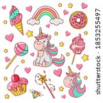 vector set of unicorn stickers... | Shutterstock .eps vector #1853255497