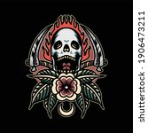raging skull tattoo vector... | Shutterstock .eps vector #1906473211