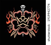 burning rose tattoo vector... | Shutterstock .eps vector #1919942774