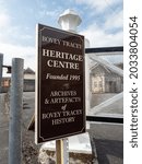 Small photo of BOVEY TRACEY, DEVON, UK - August 23 2021: Bovey Tracey Heritage Centre sign