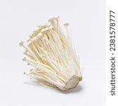 Small photo of Delicate enoki mushrooms, with their long, slender stems and mild flavor, are commonly used in Asian cuisine, particularly soups and stir-fries.
