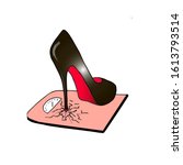 a womans high heel shoe is... | Shutterstock .eps vector #1613793514