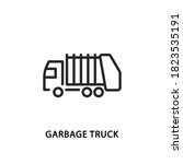 garbage truck flat line icon.... | Shutterstock .eps vector #1823535191
