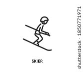 skier flat line icon. vector... | Shutterstock .eps vector #1850771971