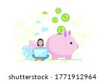 a woman is saving money in a... | Shutterstock .eps vector #1771912964