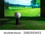 Golf ball on the background of the screen. Screen golf.