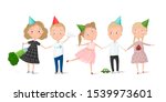 children in birthday party hats | Shutterstock . vector #1539973601