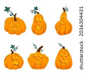 halloween scary pumpkin with... | Shutterstock .eps vector #2036304431