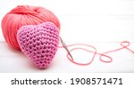 Cute Pink Heart Knitted By Hand ...