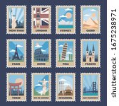 Travel Postage Stamps. Vintage...