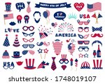 photobooth usa patriotic props. ... | Shutterstock .eps vector #1748019107