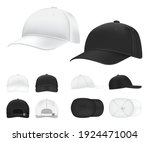 baseball caps. black and white... | Shutterstock .eps vector #1924471004