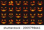 spooky halloween faces. happy... | Shutterstock .eps vector #2005798661