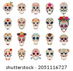 day of the dead skulls. dia de... | Shutterstock . vector #2051116727