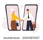 online business negotiating ... | Shutterstock .eps vector #2054587037