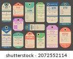 vintage luggage tags  airport... | Shutterstock .eps vector #2072552114