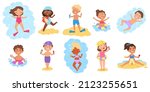 children at beach  water games  ... | Shutterstock .eps vector #2123255651