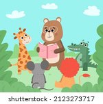 animals reading book  cute... | Shutterstock .eps vector #2123273717