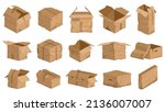 damaged carton cardboard boxes  ... | Shutterstock .eps vector #2136007007