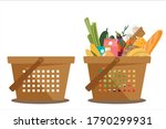 shopping basket full of healthy ... | Shutterstock .eps vector #1790299931