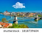 Panoramic view of the Danube River and the Old Town of Budapest with Chain Bridge and Parliament