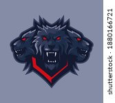 Three Headed Wolf Mascot Logo...