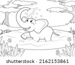 elephant bathes in the river.... | Shutterstock .eps vector #2162153861