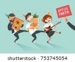 cheers  businessmen crowd going ... | Shutterstock .eps vector #753745054
