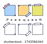 colorful hand drawn notepaper.... | Shutterstock .eps vector #1743586364