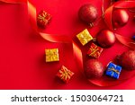 christmas decoration on red... | Shutterstock . vector #1503064721