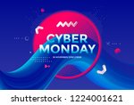 cyber monday sale poster design ... | Shutterstock .eps vector #1224001621