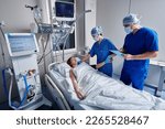 Cardiac monitoring on stroke female patient hospitalized in intensive care unit. Neurovascular unit
