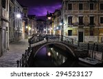 Purple sky stormy night in Venice, Italy