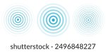 Concentric ripple circles set. Seismic Earthquake alert radar. Radial signal, sonar wave, soundwave rings. touch effect or pulse