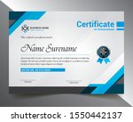 certificate template with blue  ... | Shutterstock .eps vector #1550442137