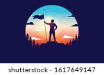 motivated winner   man on... | Shutterstock .eps vector #1617649147
