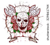 black christmas skull symbol.... | Shutterstock .eps vector #329861744