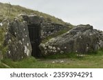 Small photo of The entrance of Cairn T at Loughcrew Cairns (also known as Hills of the Witch), a neolithic tomb near Oldcastle, Ireland