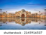 Small photo of Abu Dhabi, United Arab Emirates - April 10, 2022: Presidential Palace, Qasr al-Watan with Light Laser Show and Reflection