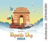 happy republic day  India greetings. vector illustration design.