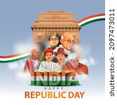 happy republic day india.... | Shutterstock .eps vector #2097473011