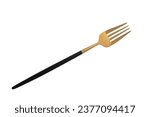 Stylish clean gold fork isolated on white background. High quality photo