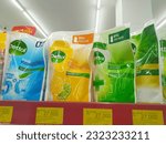 Small photo of Mataram-Indonesia - 5 May 2023: Dettol refill bodywash products on the shelves at Alfamart minimarket. Dettol is a famous brand for antiseptic germicide and health care.