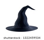 Black halloween witch hat isolated on white background