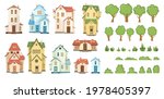 cartoon house  trees and bushes.... | Shutterstock .eps vector #1978405397