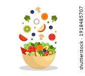 vegetables and fruits in bowl... | Shutterstock .eps vector #1918485707