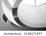 Small photo of Partially isolated photo of roof and ceiling structure. Abstract modern architecture. Fragment of hi-tech building. Round dome shape. Commercial estate. Minimal background. Geometric pattern of curves